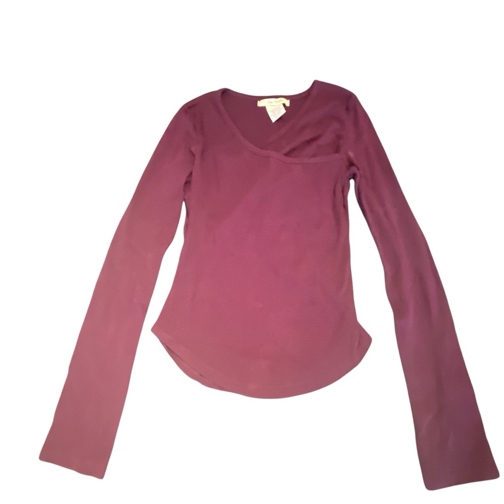Free People 100% Cotton Long Sleeve Curved Hem Shirt